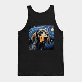 Black and Tan Coonhound Dog Painted in Starry Night style Tank Top